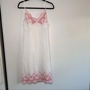 Shabby Chic White Chemise with Pink Lace